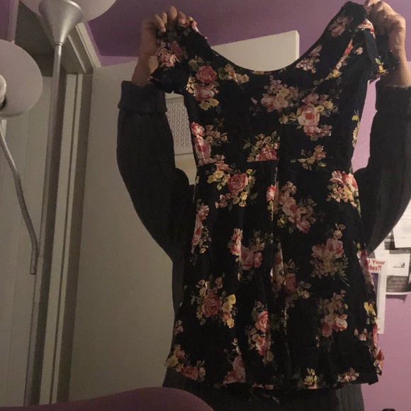 Black Floral Romper - Picture 3 of 5